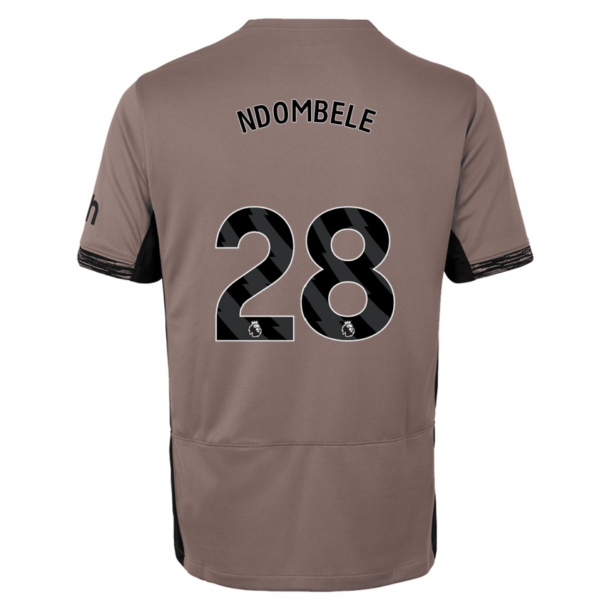 Kinder Fußball Tanguy Ndombele #28 Dunkelbeige Ausweichtrikot Trikot 2023/24 T-Shirt Luxemburg