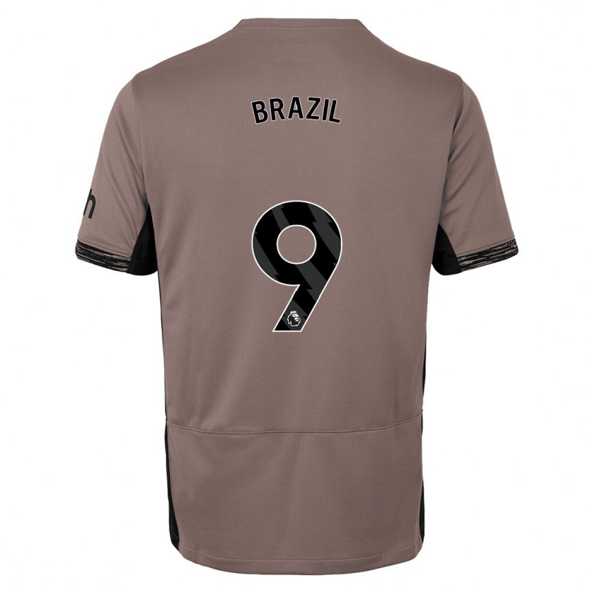 Kinder Fußball Ellie Brazil #9 Dunkelbeige Ausweichtrikot Trikot 2023/24 T-Shirt Luxemburg