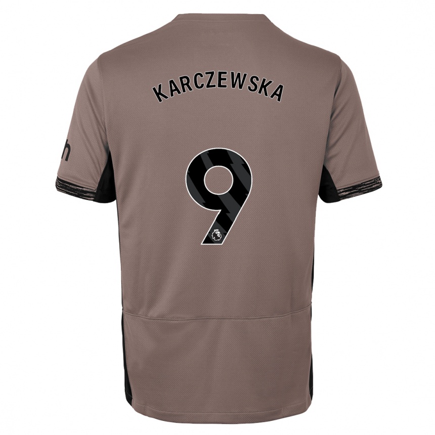 Kinder Fußball Nikola Karczewska #9 Dunkelbeige Ausweichtrikot Trikot 2023/24 T-Shirt Luxemburg