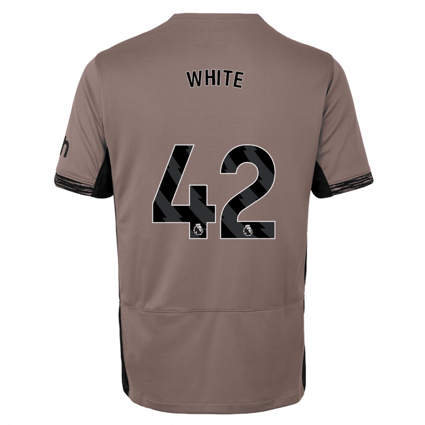 Kinder Fußball Harvey White #42 Dunkelbeige Ausweichtrikot Trikot 2023/24 T-Shirt Luxemburg