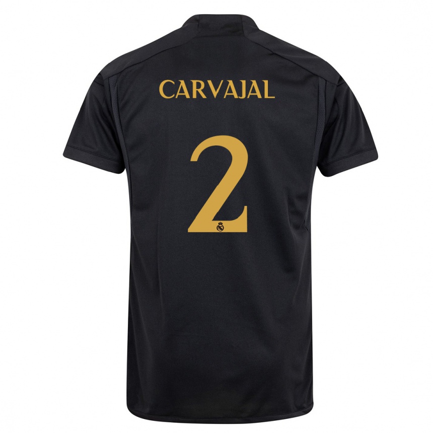 Kinder Fußball Daniel Carvajal #2 Schwarz Ausweichtrikot Trikot 2023/24 T-Shirt Luxemburg