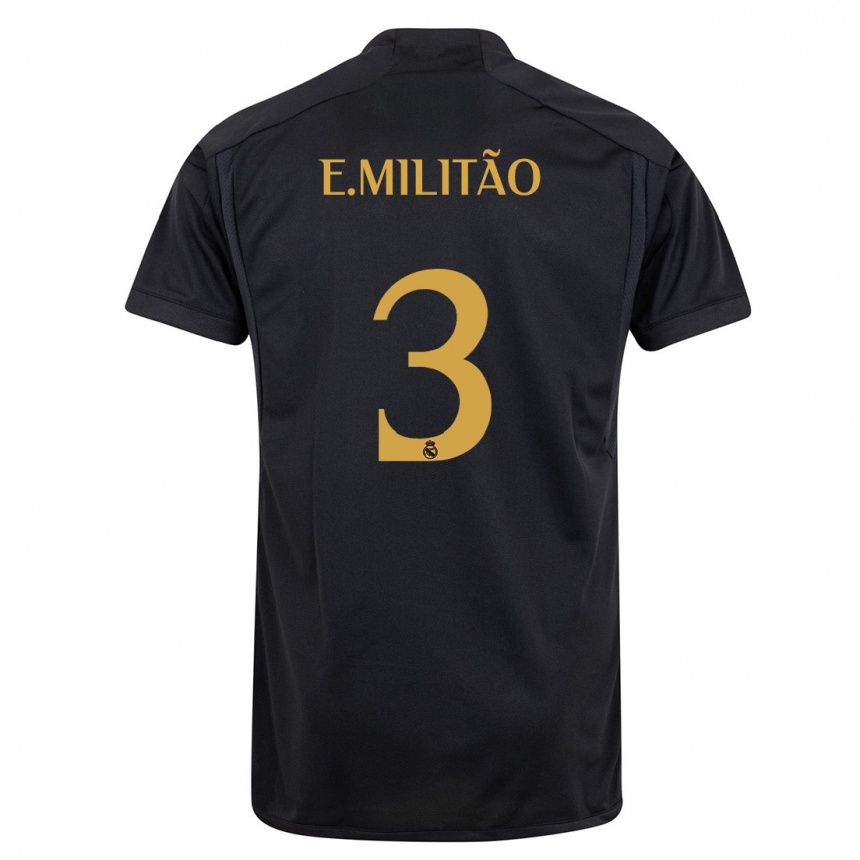 Kinder Fußball Eder Militao #3 Schwarz Ausweichtrikot Trikot 2023/24 T-Shirt Luxemburg