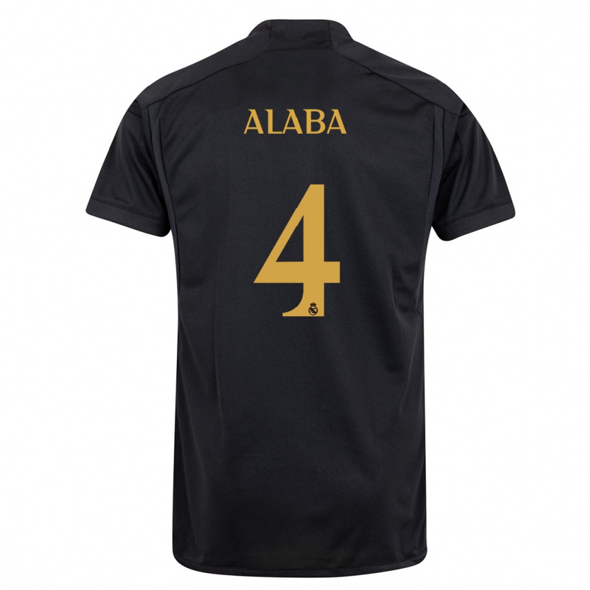 Kinder Fußball David Alaba #4 Schwarz Ausweichtrikot Trikot 2023/24 T-Shirt Luxemburg