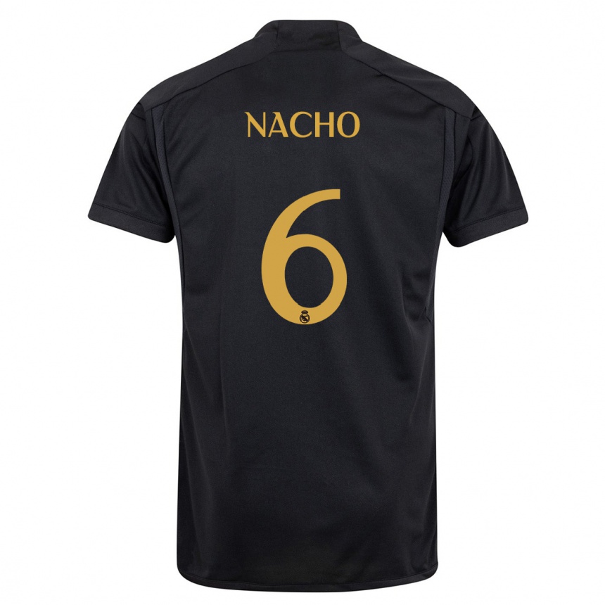 Kinder Fußball Nacho Fernandez #6 Schwarz Ausweichtrikot Trikot 2023/24 T-Shirt Luxemburg