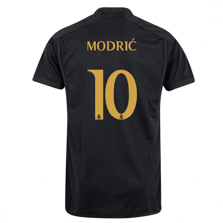 Kinder Fußball Luka Modric #10 Schwarz Ausweichtrikot Trikot 2023/24 T-Shirt Luxemburg