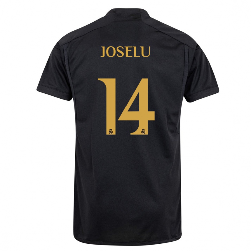 Kinder Fußball Joselu #14 Schwarz Ausweichtrikot Trikot 2023/24 T-Shirt Luxemburg