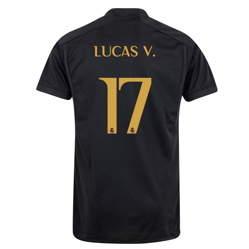 Kinder Fußball Lucas Vazquez #17 Schwarz Ausweichtrikot Trikot 2023/24 T-Shirt Luxemburg