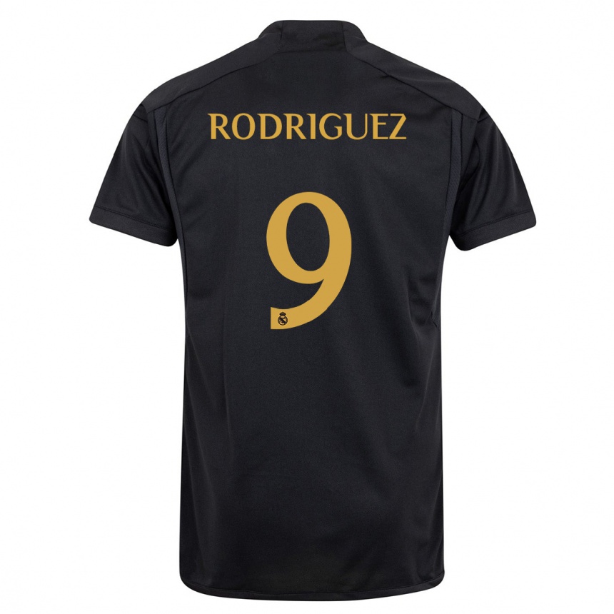 Kinder Fußball Alvaro Rodriguez #9 Schwarz Ausweichtrikot Trikot 2023/24 T-Shirt Luxemburg