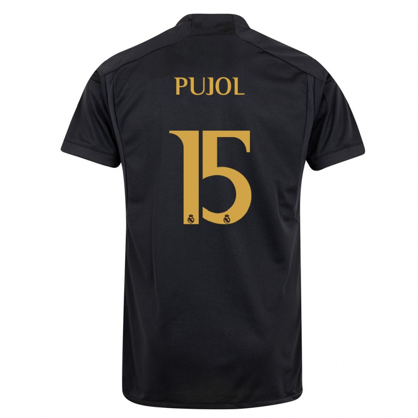 Kinder Fußball Edgar Pujol #15 Schwarz Ausweichtrikot Trikot 2023/24 T-Shirt Luxemburg