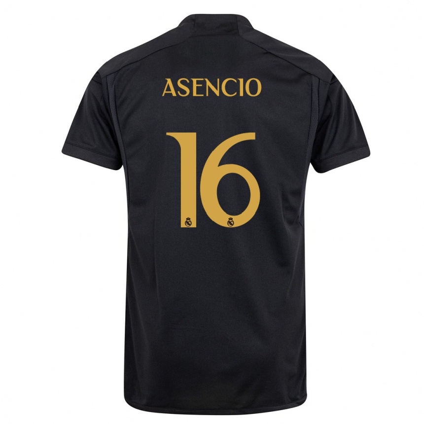 Kinder Fußball Raul Asencio #16 Schwarz Ausweichtrikot Trikot 2023/24 T-Shirt Luxemburg