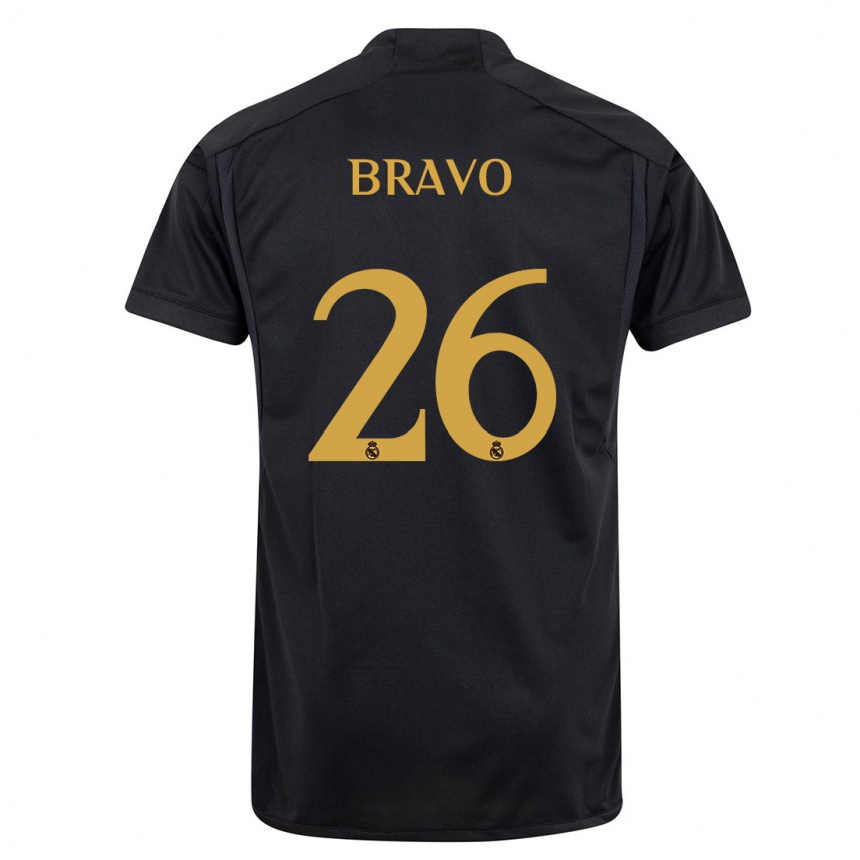 Kinder Fußball Iker Bravo #26 Schwarz Ausweichtrikot Trikot 2023/24 T-Shirt Luxemburg