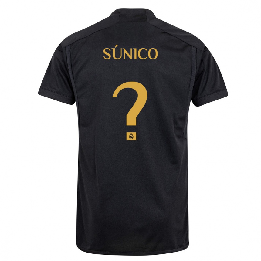 Kinder Fußball Guille Súnico #0 Schwarz Ausweichtrikot Trikot 2023/24 T-Shirt Luxemburg