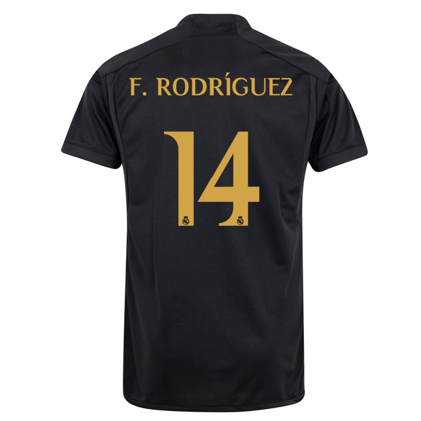 Kinder Fußball Fer Rodríguez #14 Schwarz Ausweichtrikot Trikot 2023/24 T-Shirt Luxemburg