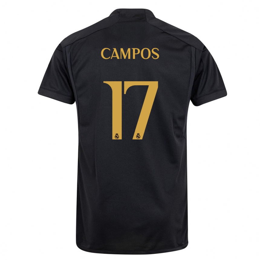 Kinder Fußball Andrés Campos #17 Schwarz Ausweichtrikot Trikot 2023/24 T-Shirt Luxemburg