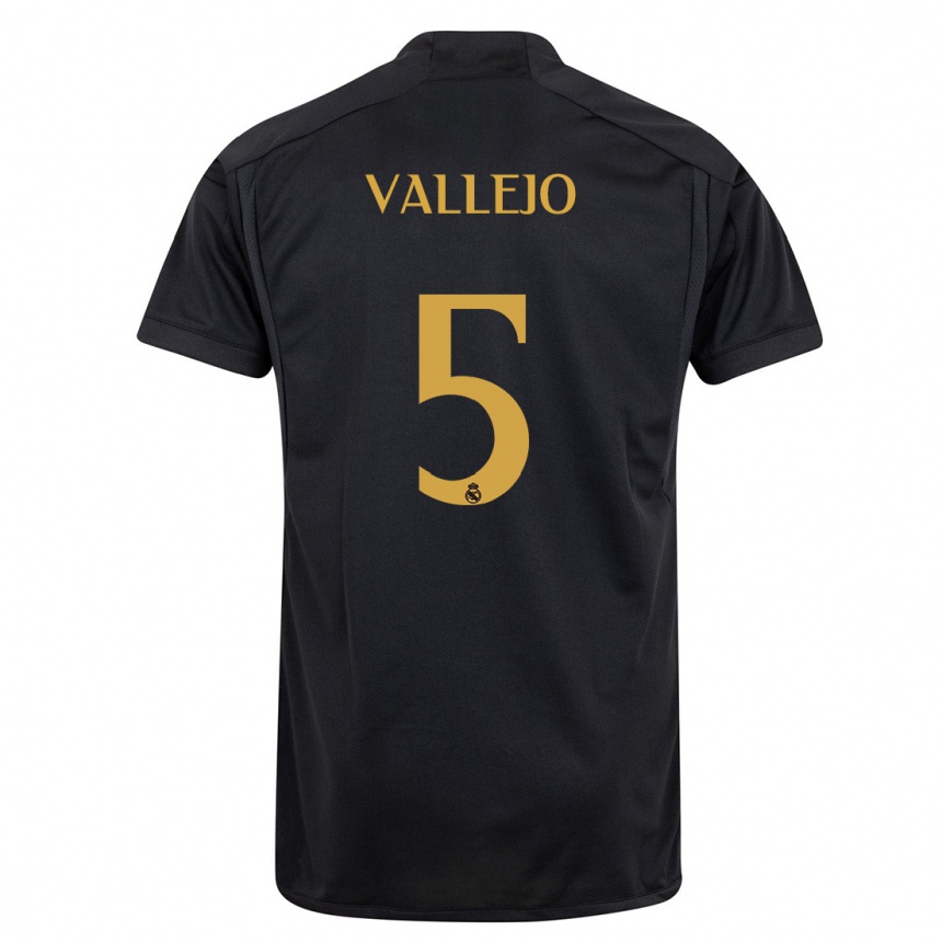 Kinder Fußball Jesus Vallejo #5 Schwarz Ausweichtrikot Trikot 2023/24 T-Shirt Luxemburg