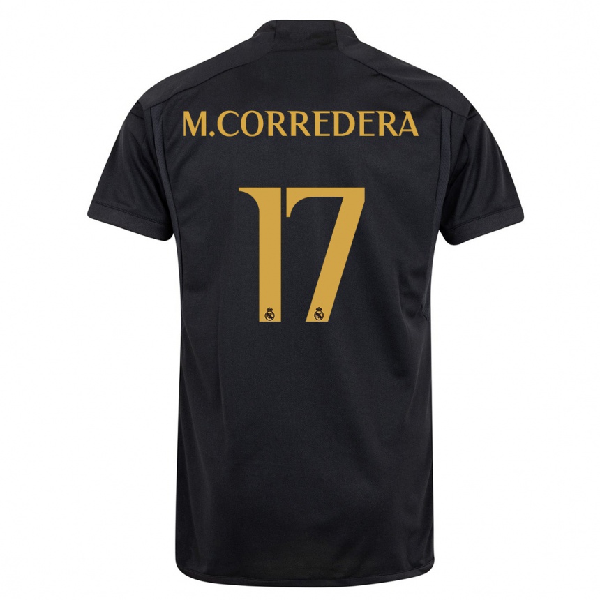 Kinder Fußball Marta Corredera #17 Schwarz Ausweichtrikot Trikot 2023/24 T-Shirt Luxemburg