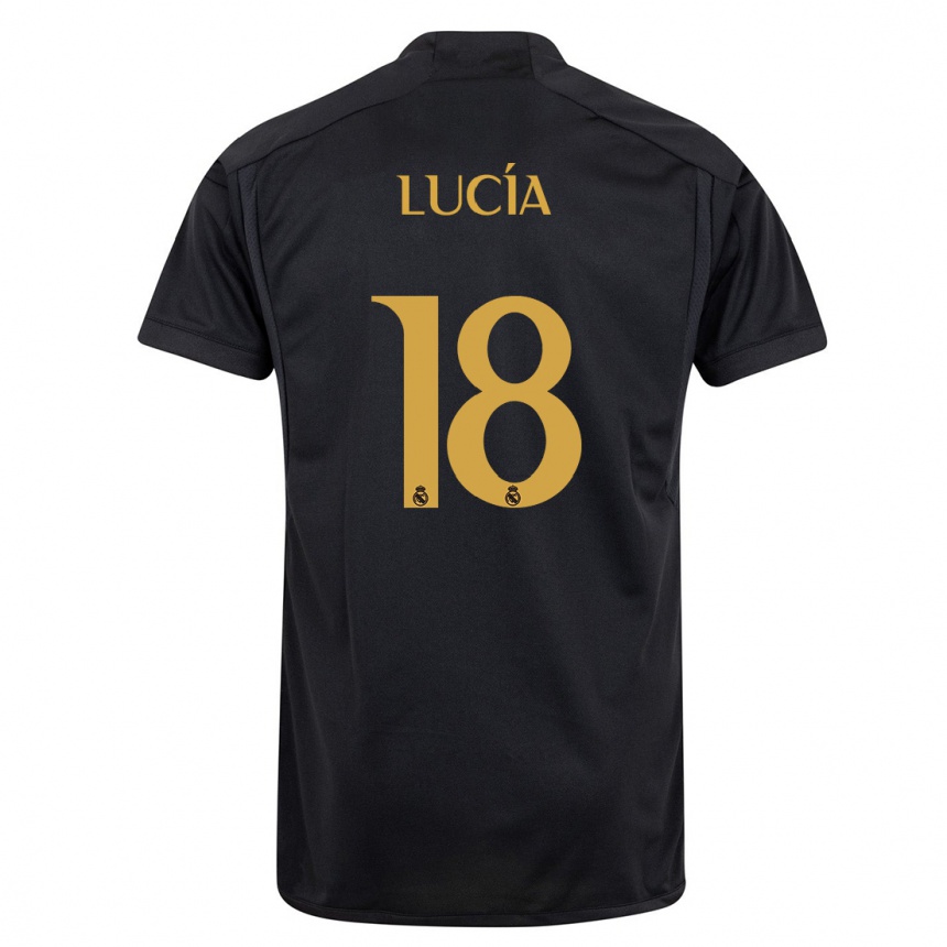 Kinder Fußball Lucia Rodriguez #18 Schwarz Ausweichtrikot Trikot 2023/24 T-Shirt Luxemburg