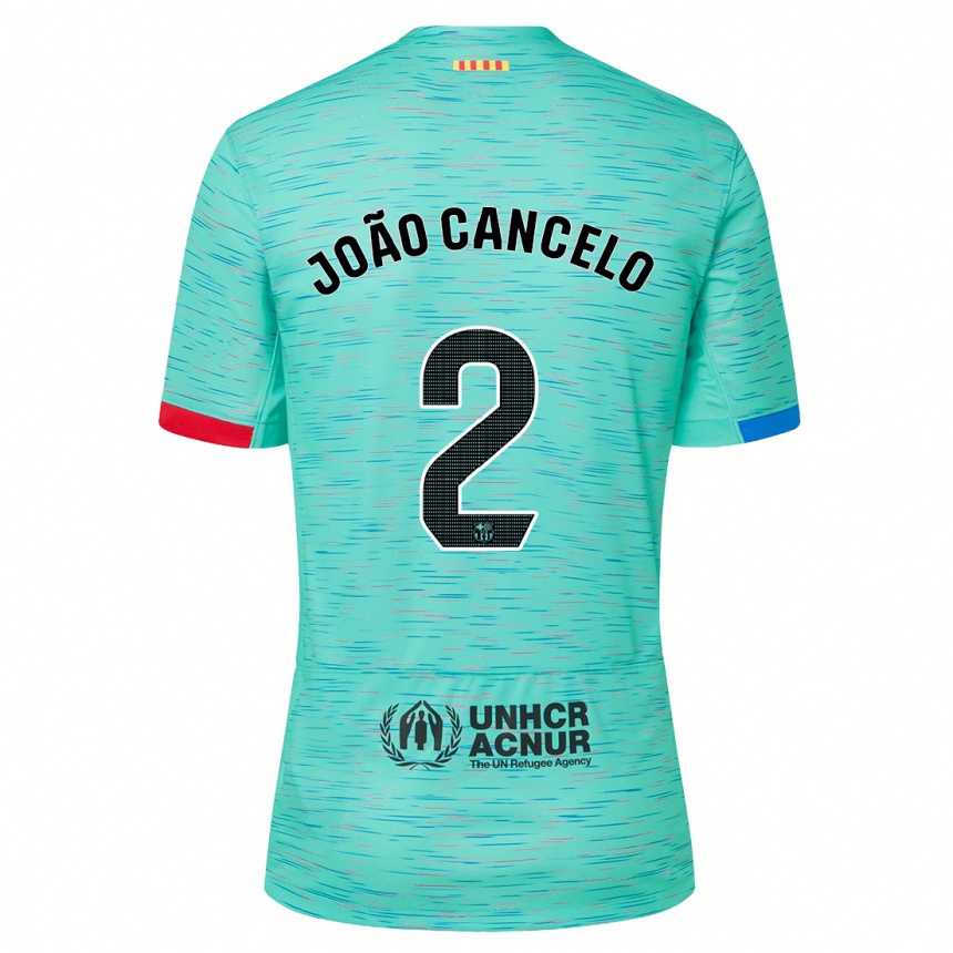 Kinder Fußball Joao Cancelo #2 Helles Aqua Ausweichtrikot Trikot 2023/24 T-Shirt Luxemburg