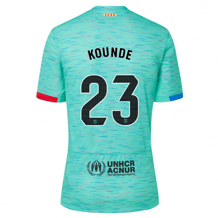 Kinder Fußball Jules Kounde #23 Helles Aqua Ausweichtrikot Trikot 2023/24 T-Shirt Luxemburg