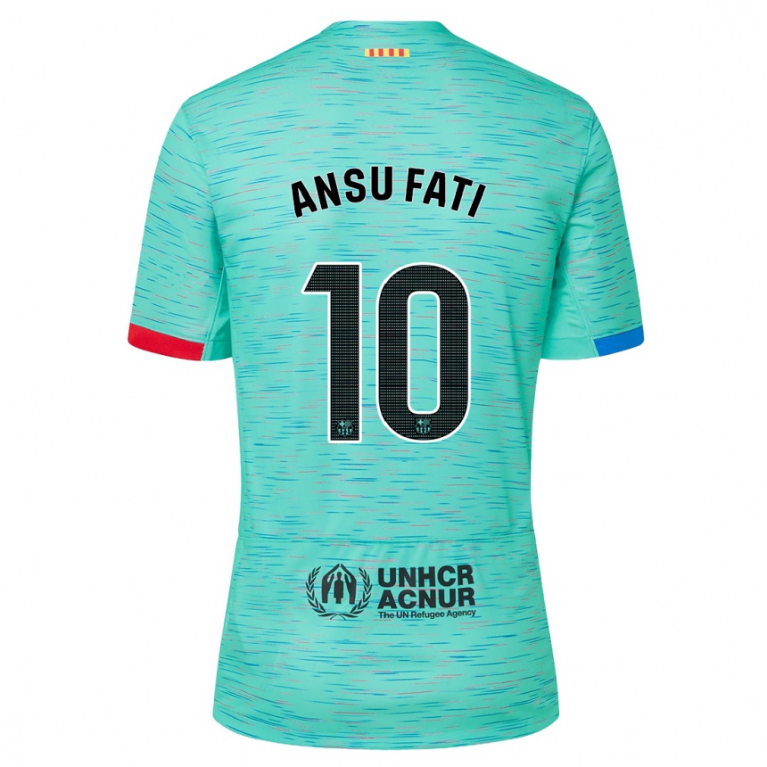 Kinder Fußball Ansu Fati #10 Helles Aqua Ausweichtrikot Trikot 2023/24 T-Shirt Luxemburg