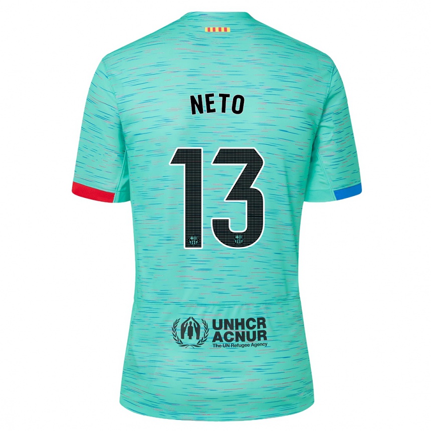 Kinder Fußball Neto #13 Helles Aqua Ausweichtrikot Trikot 2023/24 T-Shirt Luxemburg