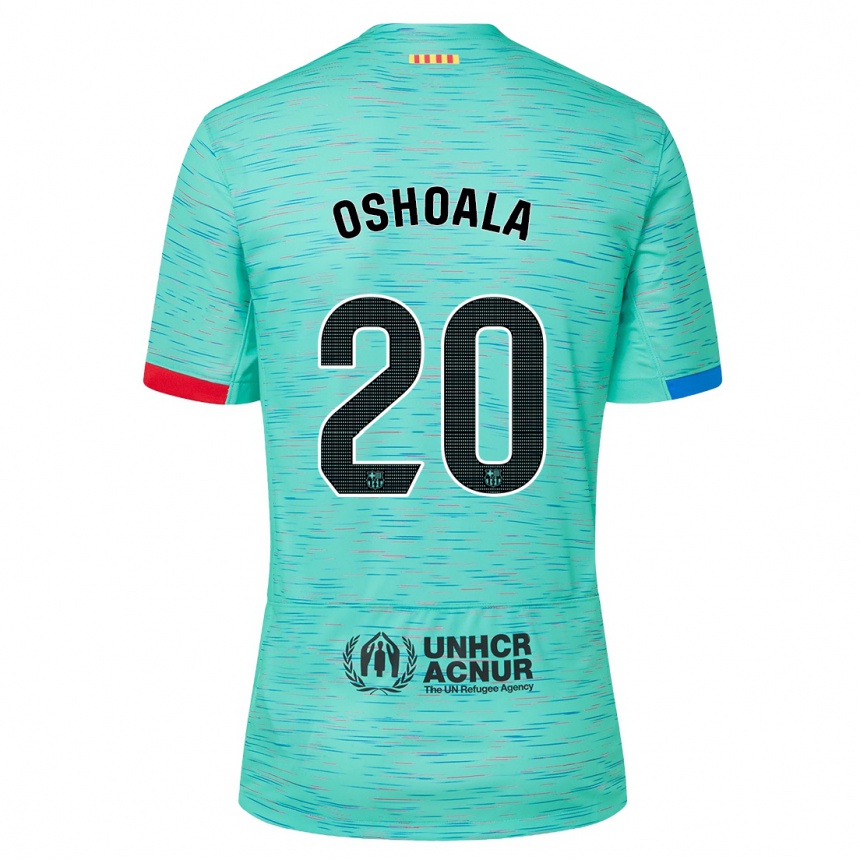 Kinder Fußball Asisat Oshoala #20 Helles Aqua Ausweichtrikot Trikot 2023/24 T-Shirt Luxemburg