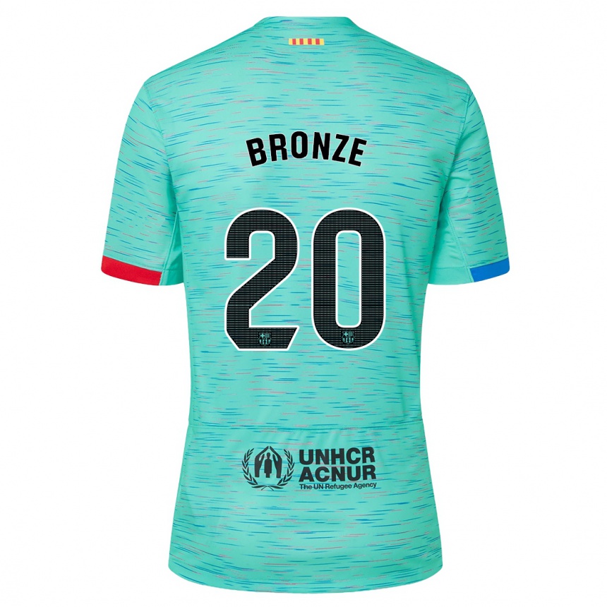 Kinder Fußball Lucy Bronze #20 Helles Aqua Ausweichtrikot Trikot 2023/24 T-Shirt Luxemburg