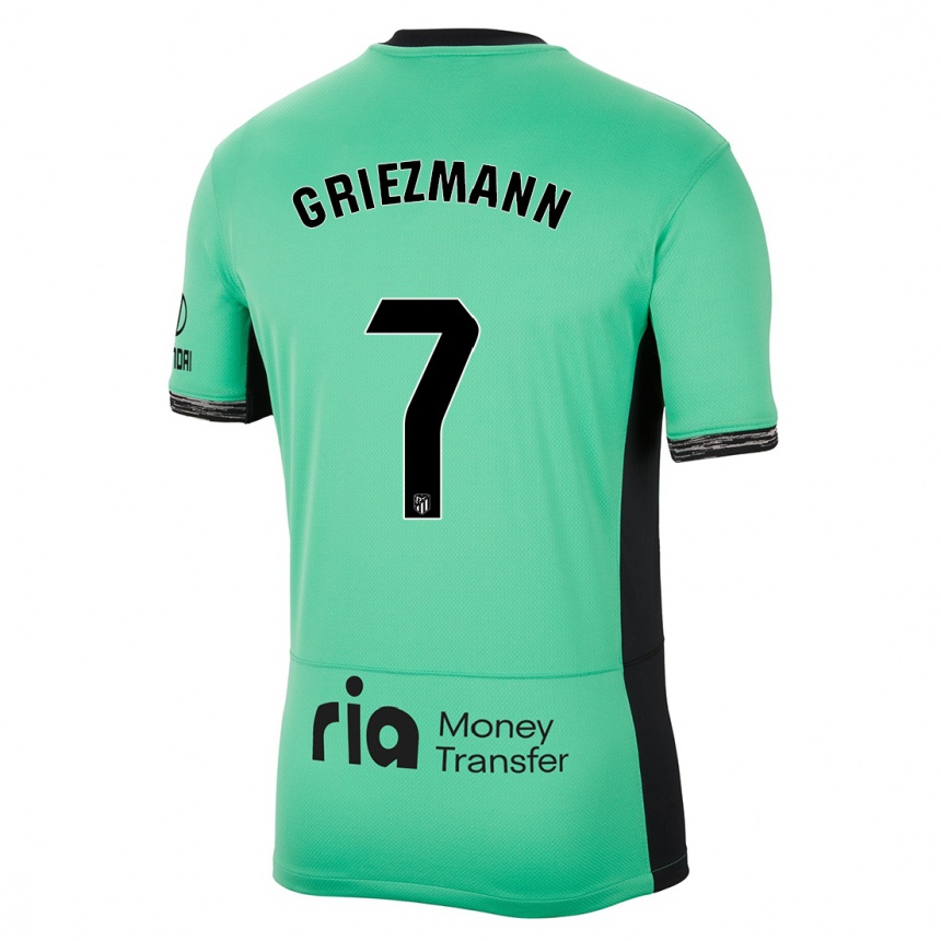 Kinder Fußball Antoine Griezmann #7 Frühlingsgrün Ausweichtrikot Trikot 2023/24 T-Shirt Luxemburg