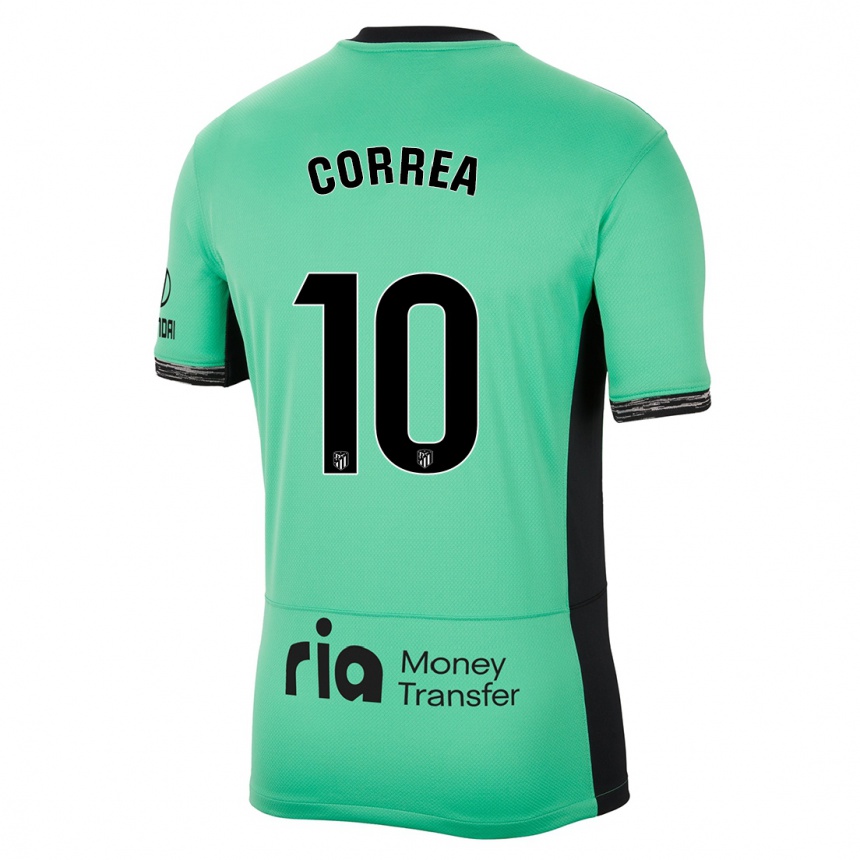 Kinder Fußball Angel Correa #10 Frühlingsgrün Ausweichtrikot Trikot 2023/24 T-Shirt Luxemburg