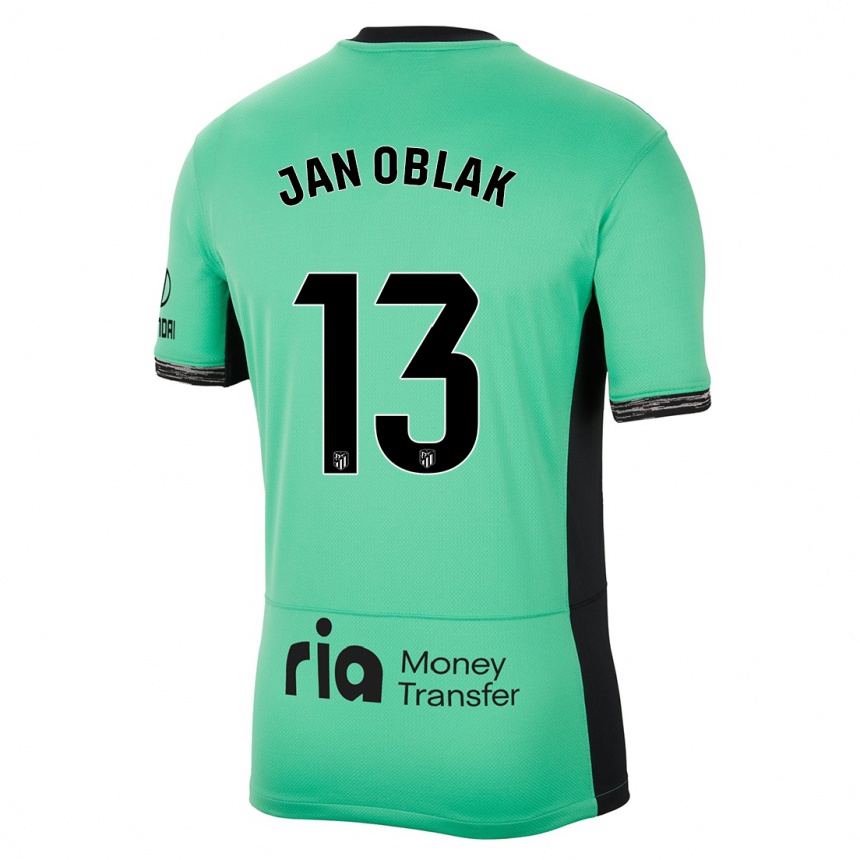 Kinder Fußball Jan Oblak #13 Frühlingsgrün Ausweichtrikot Trikot 2023/24 T-Shirt Luxemburg