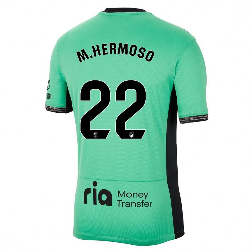 Kinder Fußball Mario Hermoso #22 Frühlingsgrün Ausweichtrikot Trikot 2023/24 T-Shirt Luxemburg