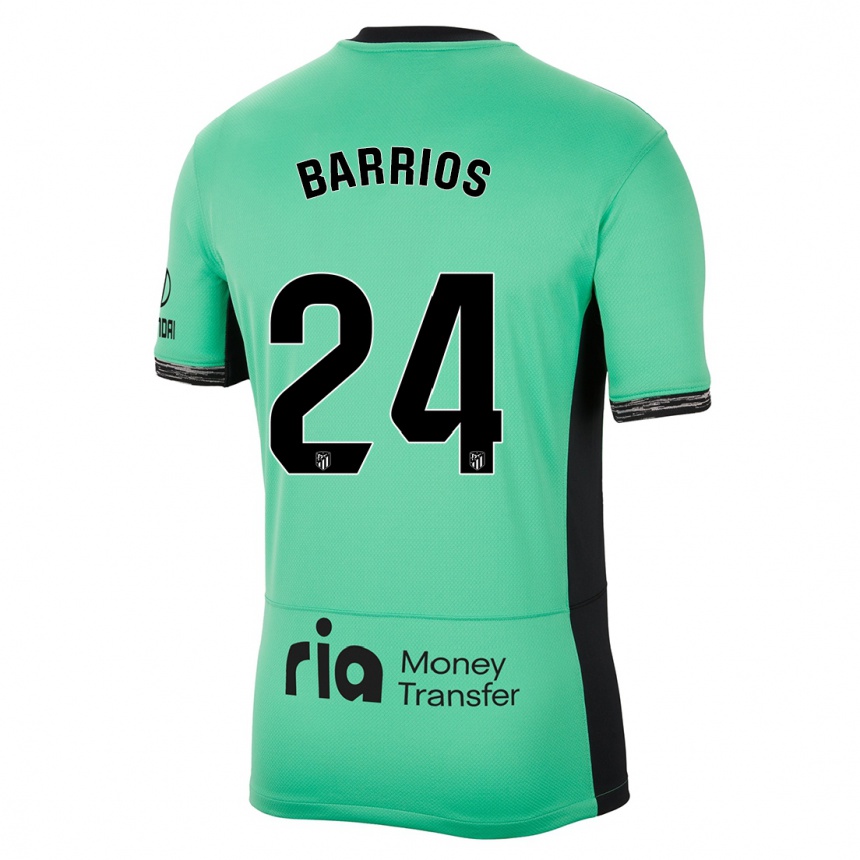 Kinder Fußball Pablo Barrios #24 Frühlingsgrün Ausweichtrikot Trikot 2023/24 T-Shirt Luxemburg