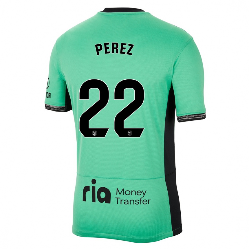 Kinder Fußball Pablo Pérez #22 Frühlingsgrün Ausweichtrikot Trikot 2023/24 T-Shirt Luxemburg