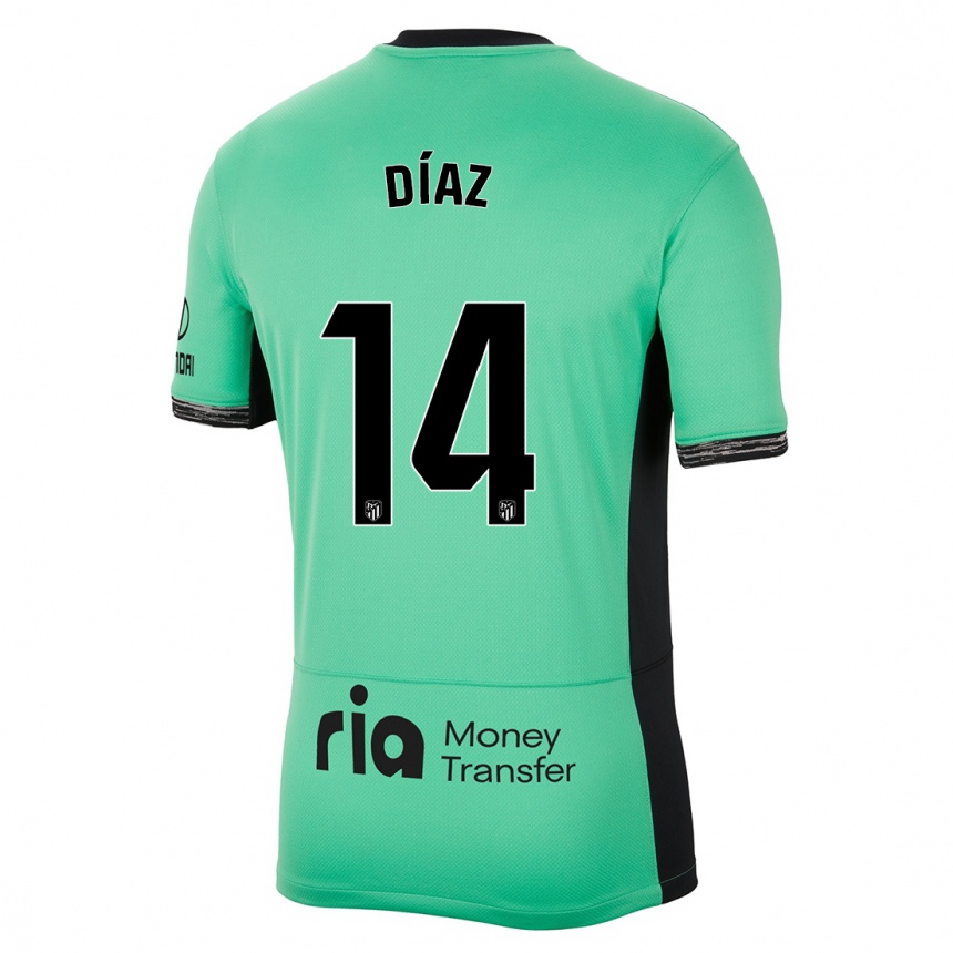 Kinder Fußball Javier Díaz #14 Frühlingsgrün Ausweichtrikot Trikot 2023/24 T-Shirt Luxemburg