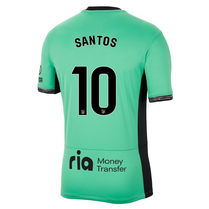 Kinder Fußball Leicy Santos #10 Frühlingsgrün Ausweichtrikot Trikot 2023/24 T-Shirt Luxemburg