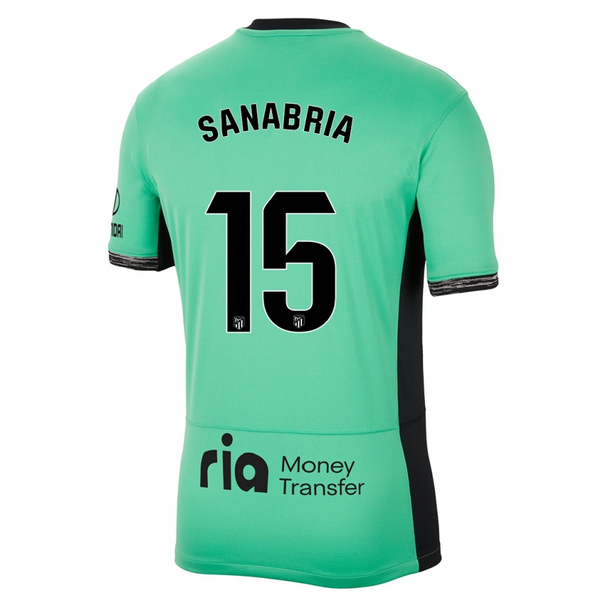 Kinder Fußball Juan Sanabria #15 Frühlingsgrün Ausweichtrikot Trikot 2023/24 T-Shirt Luxemburg