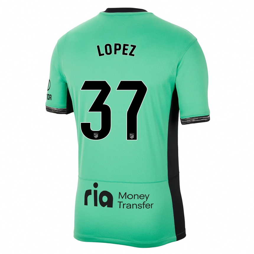 Kinder Fußball Alex Lopez #37 Frühlingsgrün Ausweichtrikot Trikot 2023/24 T-Shirt Luxemburg