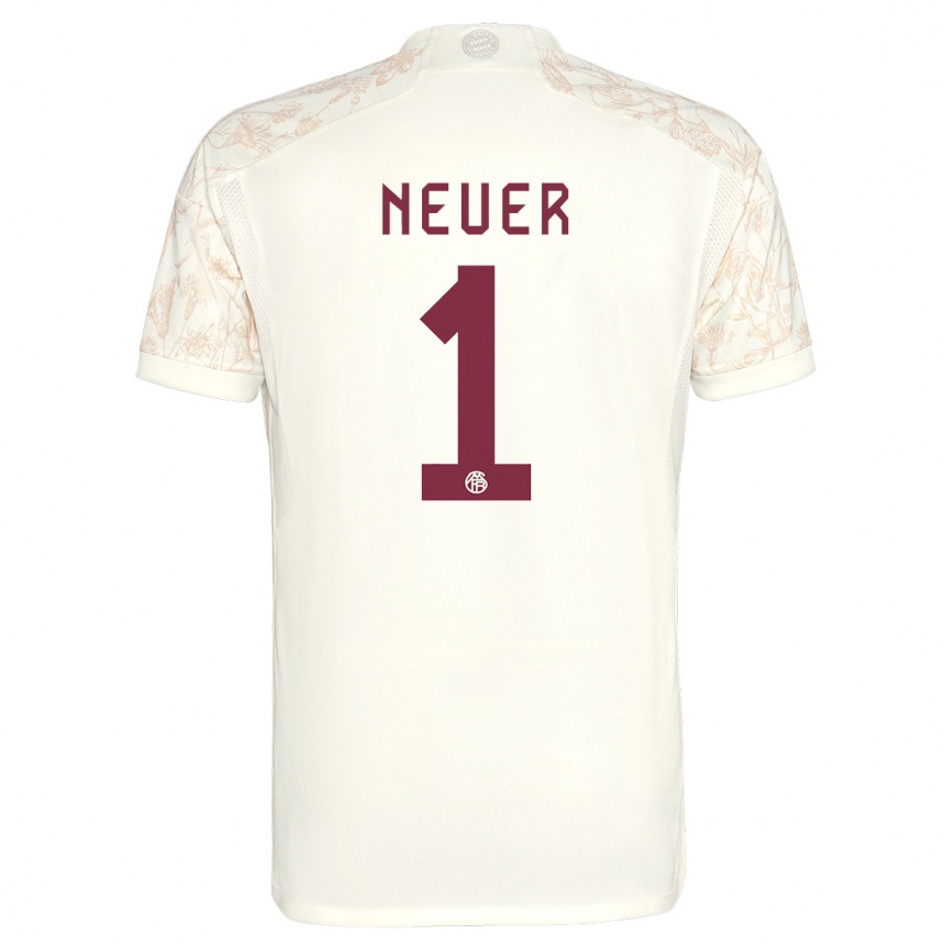 Kinder Fußball Manuel Neuer #1 Cremefarben Ausweichtrikot Trikot 2023/24 T-Shirt Luxemburg