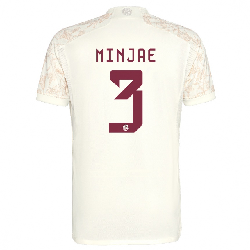 Kinder Fußball Min-Jae Kim #3 Cremefarben Ausweichtrikot Trikot 2023/24 T-Shirt Luxemburg