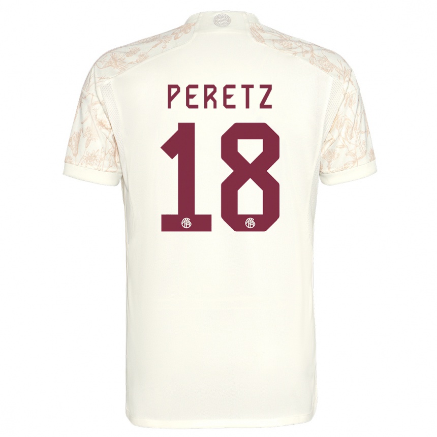 Kinder Fußball Daniel Peretz #18 Cremefarben Ausweichtrikot Trikot 2023/24 T-Shirt Luxemburg