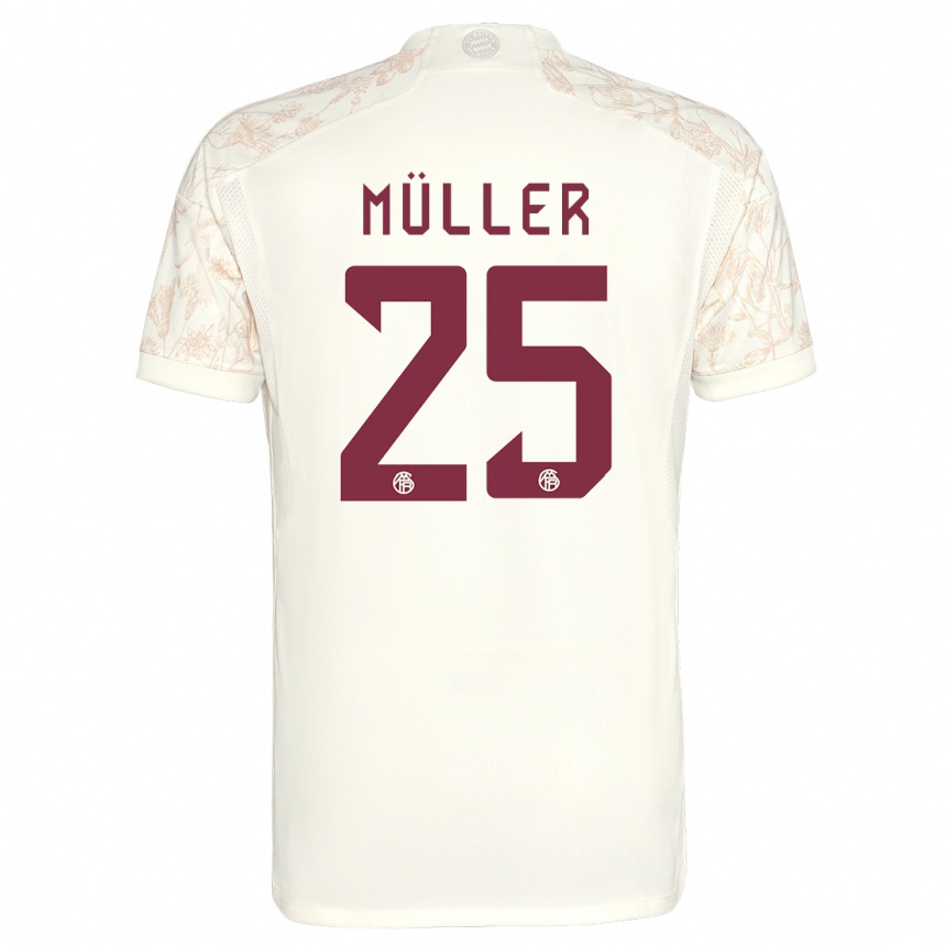 Kinder Fußball Thomas Muller #25 Cremefarben Ausweichtrikot Trikot 2023/24 T-Shirt Luxemburg