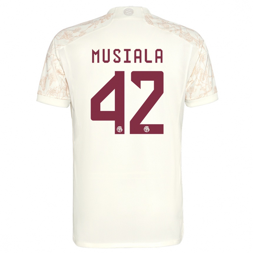 Kinder Fußball Jamal Musiala #42 Cremefarben Ausweichtrikot Trikot 2023/24 T-Shirt Luxemburg