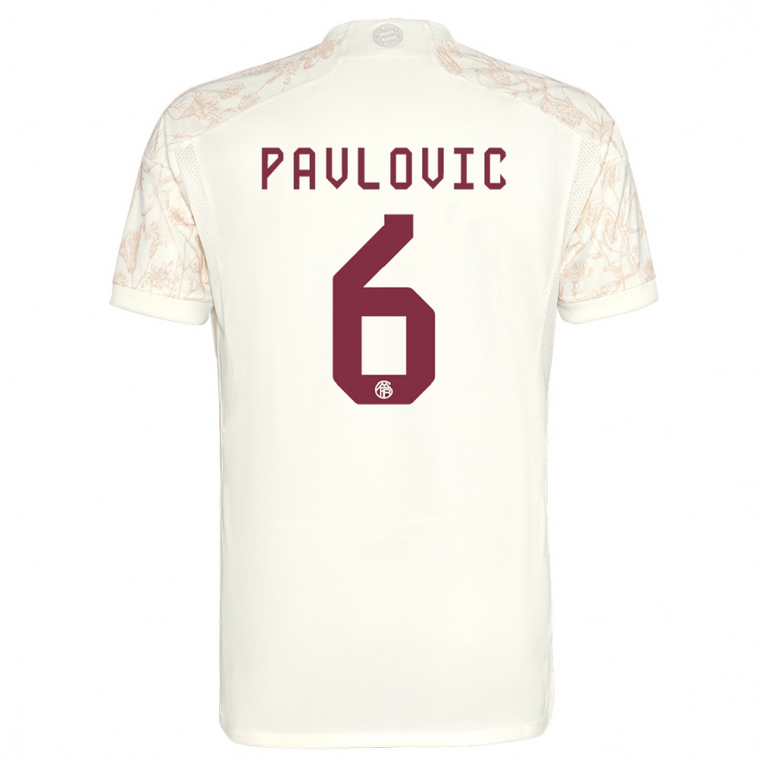 Kinder Fußball Aleksandar Pavlovic #6 Cremefarben Ausweichtrikot Trikot 2023/24 T-Shirt Luxemburg