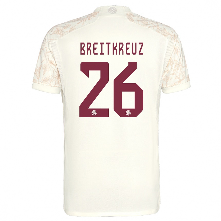 Kinder Fußball Steve Breitkreuz #26 Cremefarben Ausweichtrikot Trikot 2023/24 T-Shirt Luxemburg
