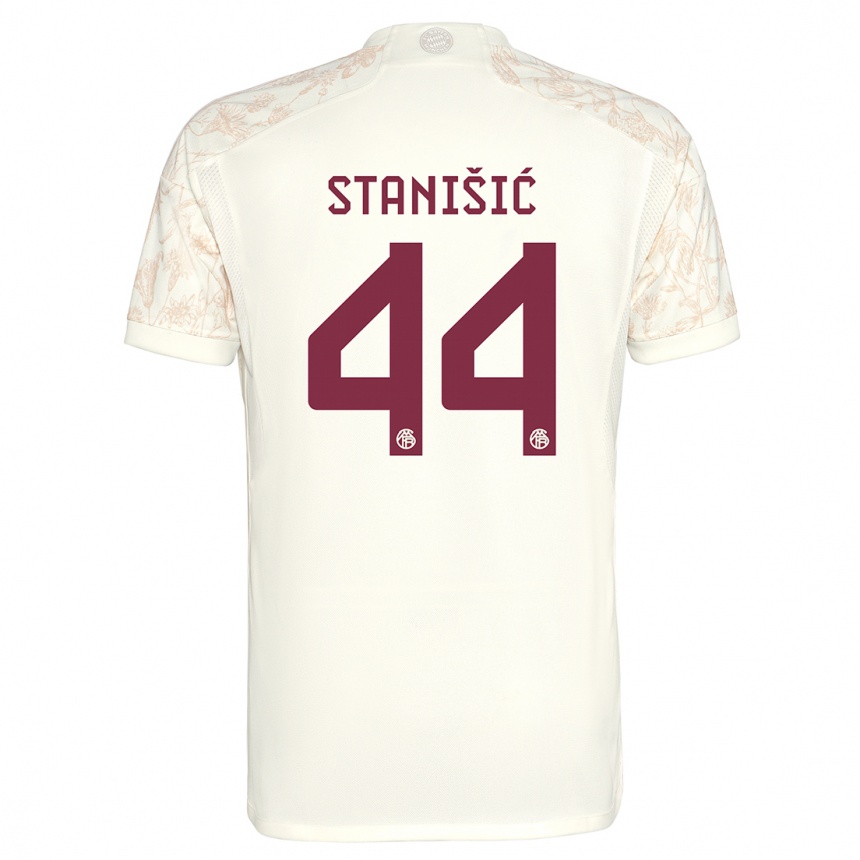 Kinder Fußball Josip Stanisic #44 Cremefarben Ausweichtrikot Trikot 2023/24 T-Shirt Luxemburg