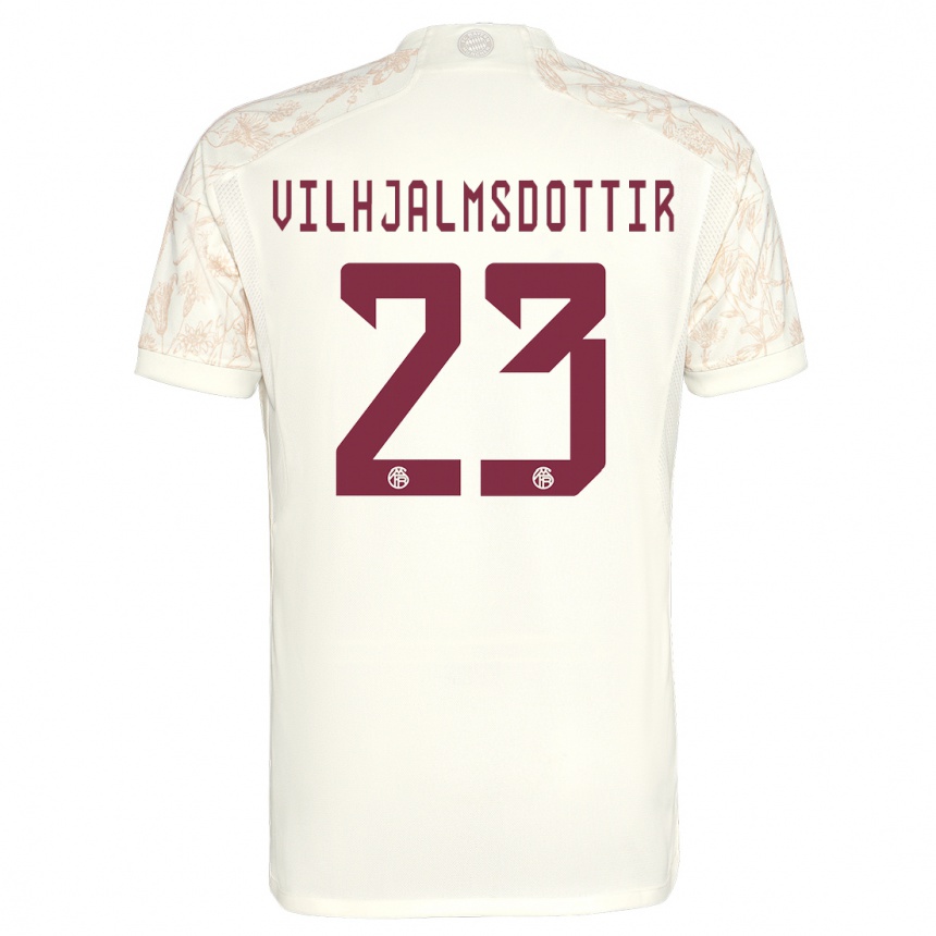 Kinder Fußball Karolina Lea Vilhjalmsdottir #23 Cremefarben Ausweichtrikot Trikot 2023/24 T-Shirt Luxemburg