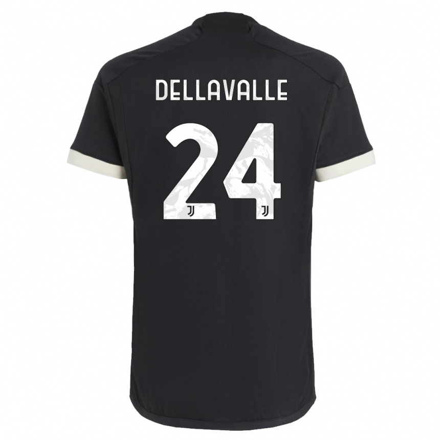 Kinder Fußball Lorenzo Dellavalle #24 Schwarz Ausweichtrikot Trikot 2023/24 T-Shirt Luxemburg