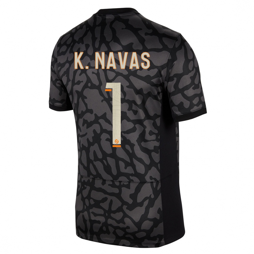 Kinder Fußball Keylor Navas #1 Schwarz Ausweichtrikot Trikot 2023/24 T-Shirt Luxemburg