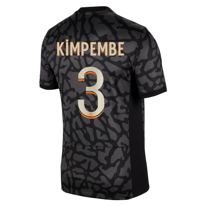 Kinder Fußball Presnel Kimpembe #3 Schwarz Ausweichtrikot Trikot 2023/24 T-Shirt Luxemburg