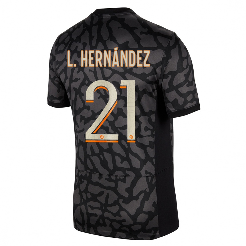 Kinder Fußball Lucas Hernandez #21 Schwarz Ausweichtrikot Trikot 2023/24 T-Shirt Luxemburg